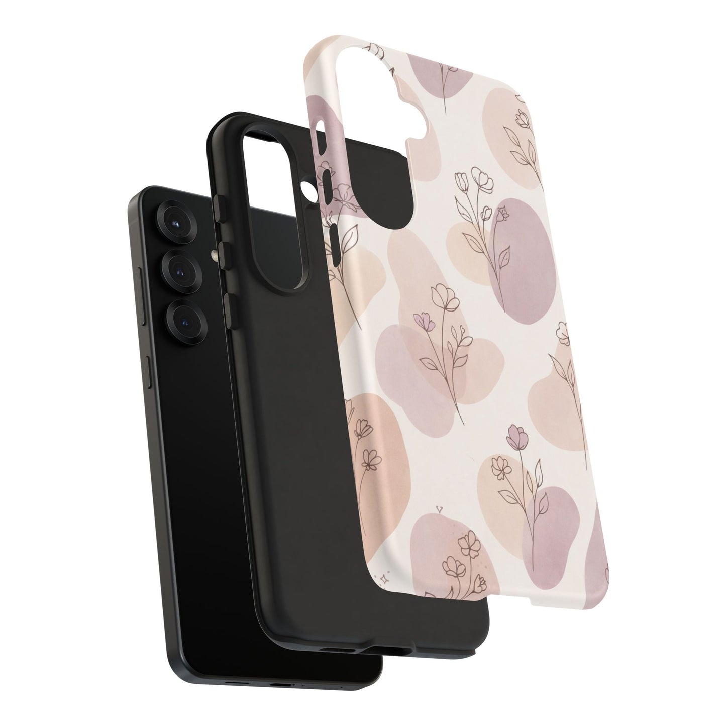 Blush Floral Phone Case Neutral Botanical Watercolor Tough Cover