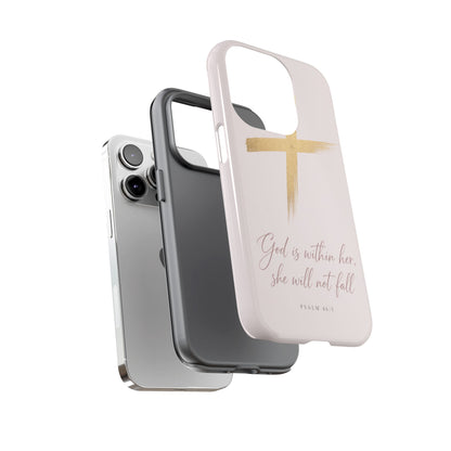 Psalm 46:5 God Is Within Her Christian Cross Phone Case Faith Gift