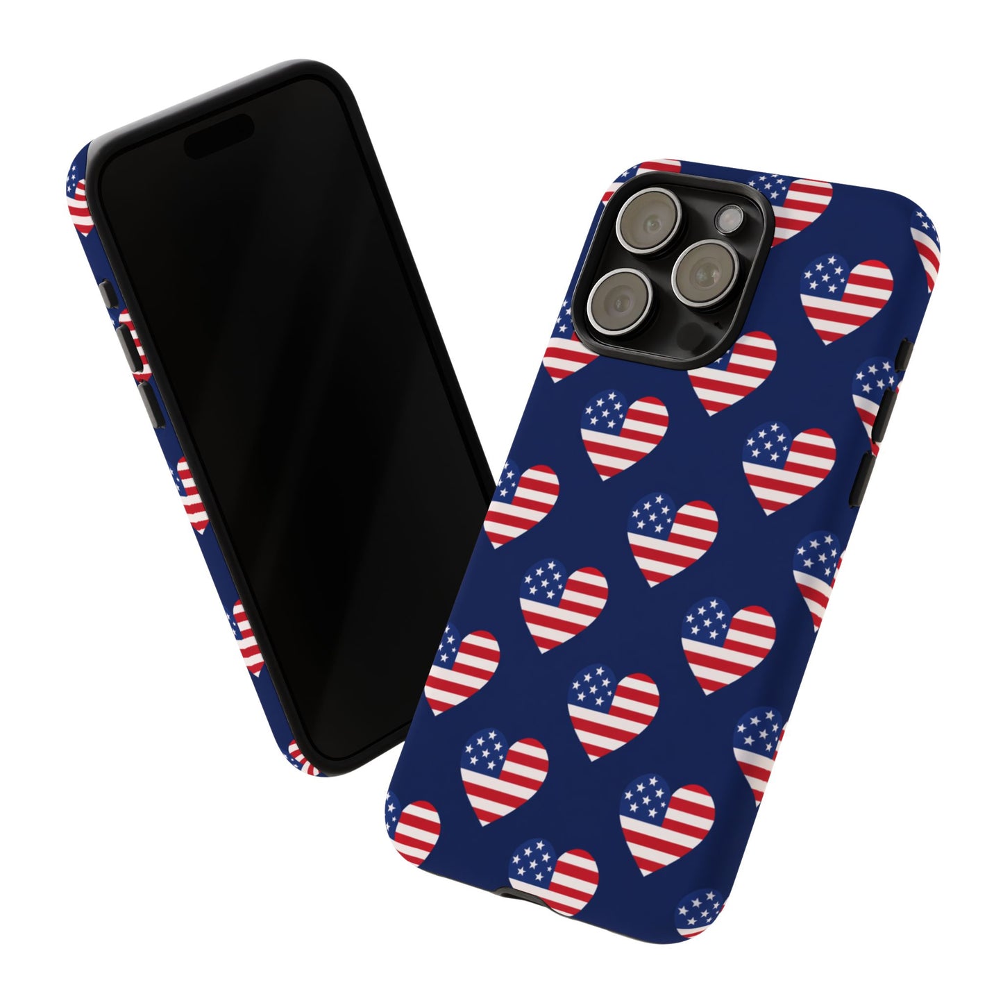 Patriotic American Flag Heart Phone Case – Tough Shockproof, USA Stars & Stripes for Iphone, Samsung Galaxy and Pixel