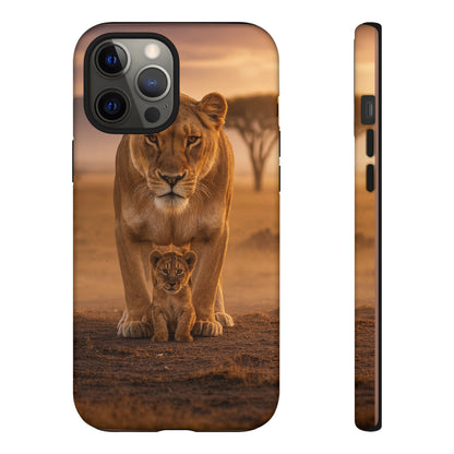 Lioness & Cub Phone Case | Safari Wildlife Tough Case for iPhone & Samsung