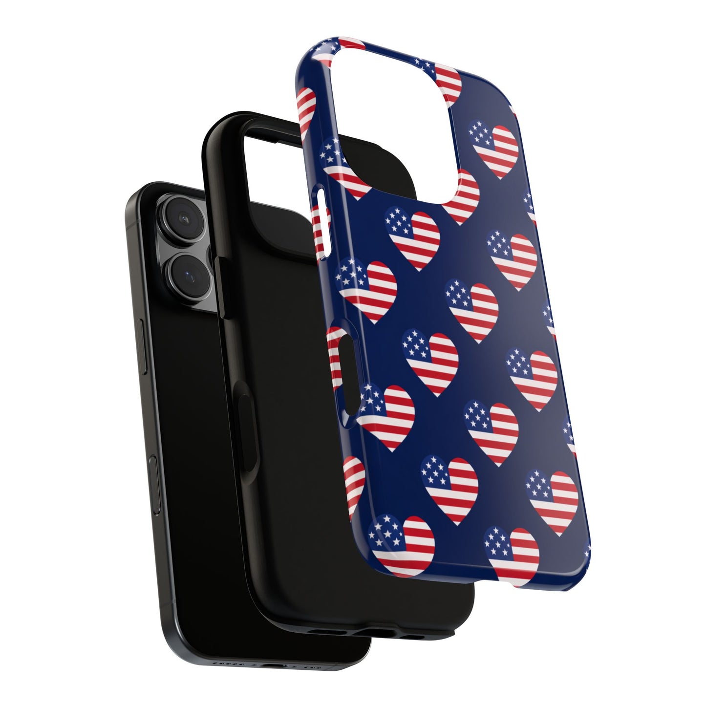 Patriotic American Flag Heart Phone Case – Tough Shockproof, USA Stars & Stripes for Iphone, Samsung Galaxy and Pixel