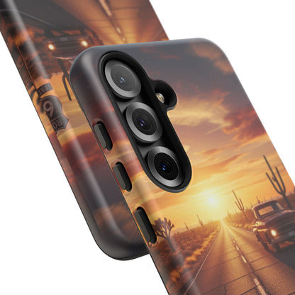 Route 66 Sunset Desert Highway Phone Case – Road Trip Travel Aesthetic Tough Case