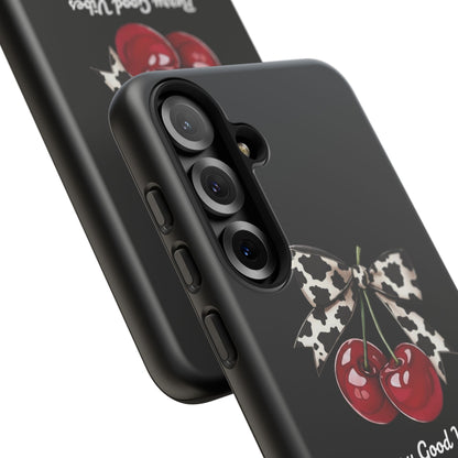 Cherry Cow Print Phone Case | Coquette Bow Aesthetic iPhone & Samsung Tough Case