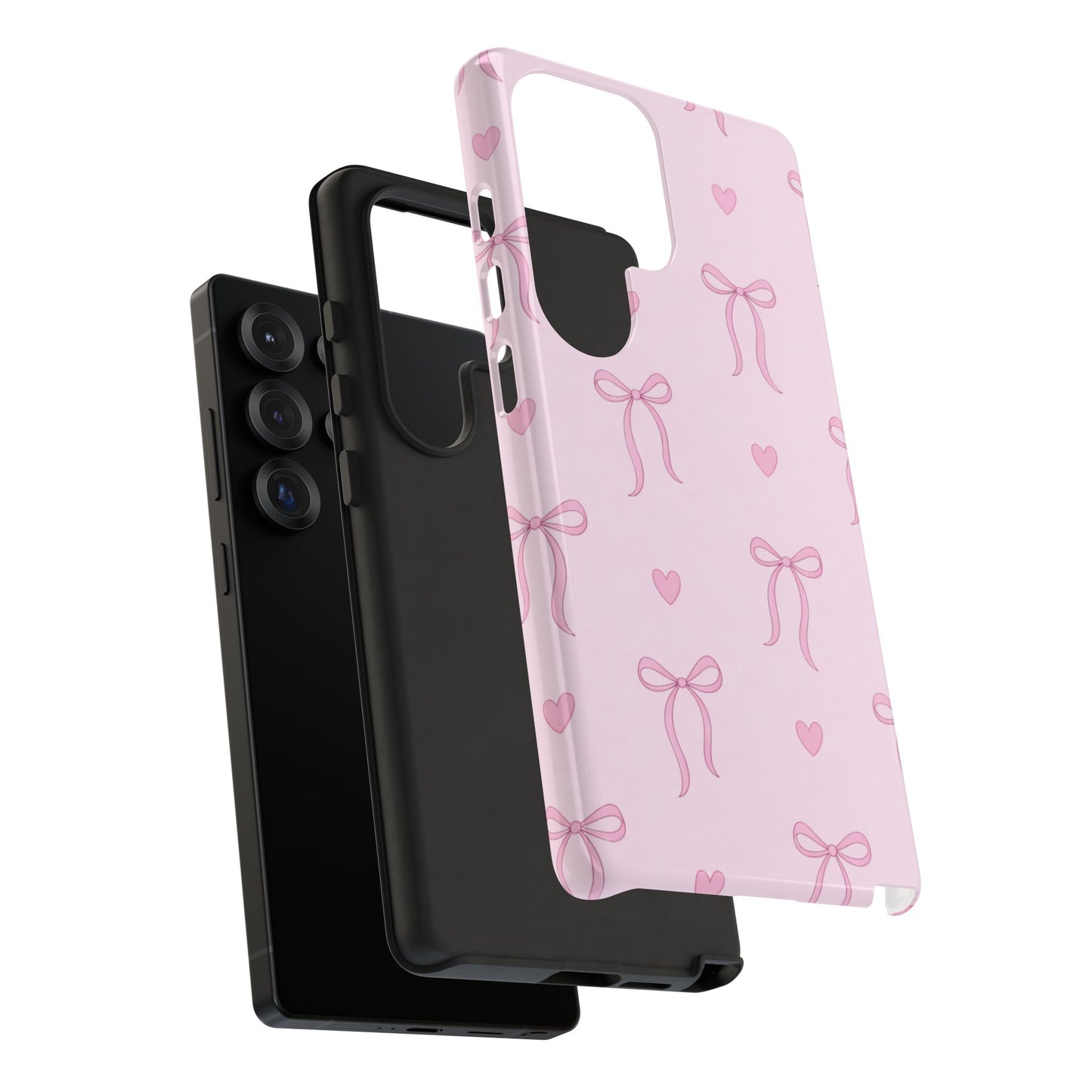 Pink Bow Heart Aesthetic Phone Case – Coquette Cute Tough Cover