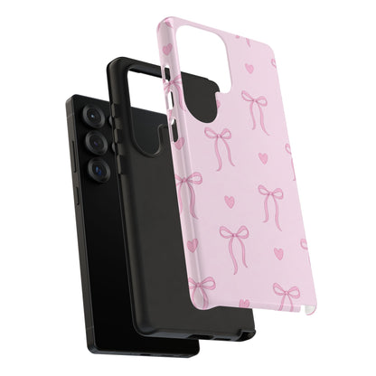 Pink Bow Heart Aesthetic Phone Case – Coquette Cute Tough Cover