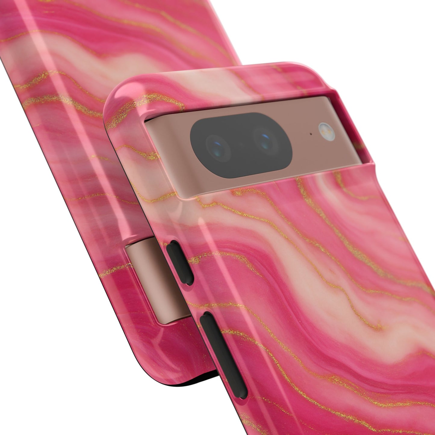 Pink Marble Phone Case | Rose Gold Swirl Aesthetic Tough Protective Case