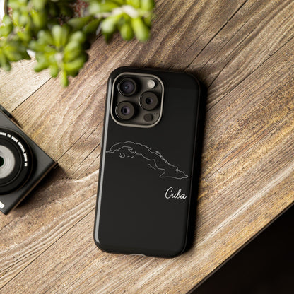 Cuba Outline Phone Case – Minimal Country Map Tough Case (iPhone, Samsung, Pixel)