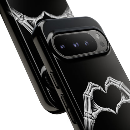 Skeleton Hands Heart Phone Case | Gothic Black Protective Cover