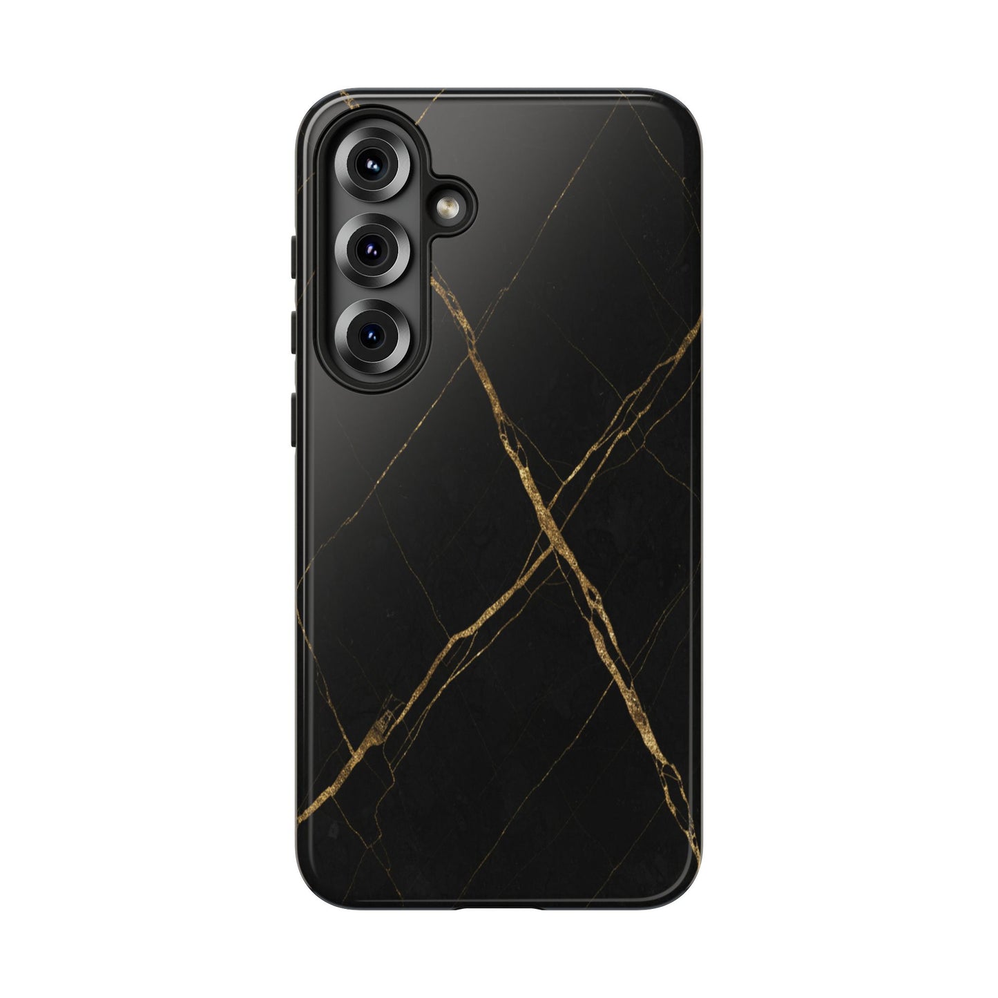 Black Marble Phone Case with Gold Veins | Minimal Luxury Tough Case