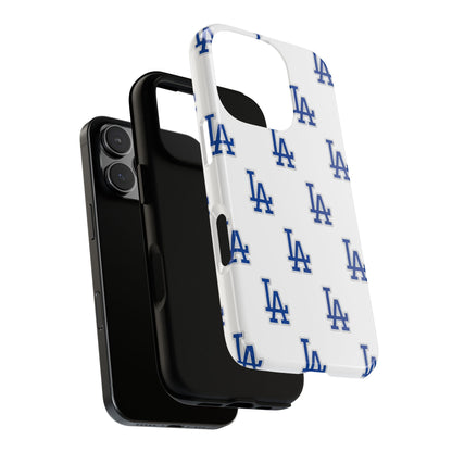 Blue LA Monogram Pattern Phone Case | Minimal Baseball Inspired Tough Cover