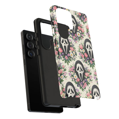 Floral Ghost Face Aesthetic Phone Case – Cute Spooky Tough Cover