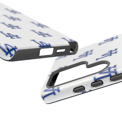 Blue LA Monogram Pattern Phone Case | Minimal Baseball Inspired Tough Cover