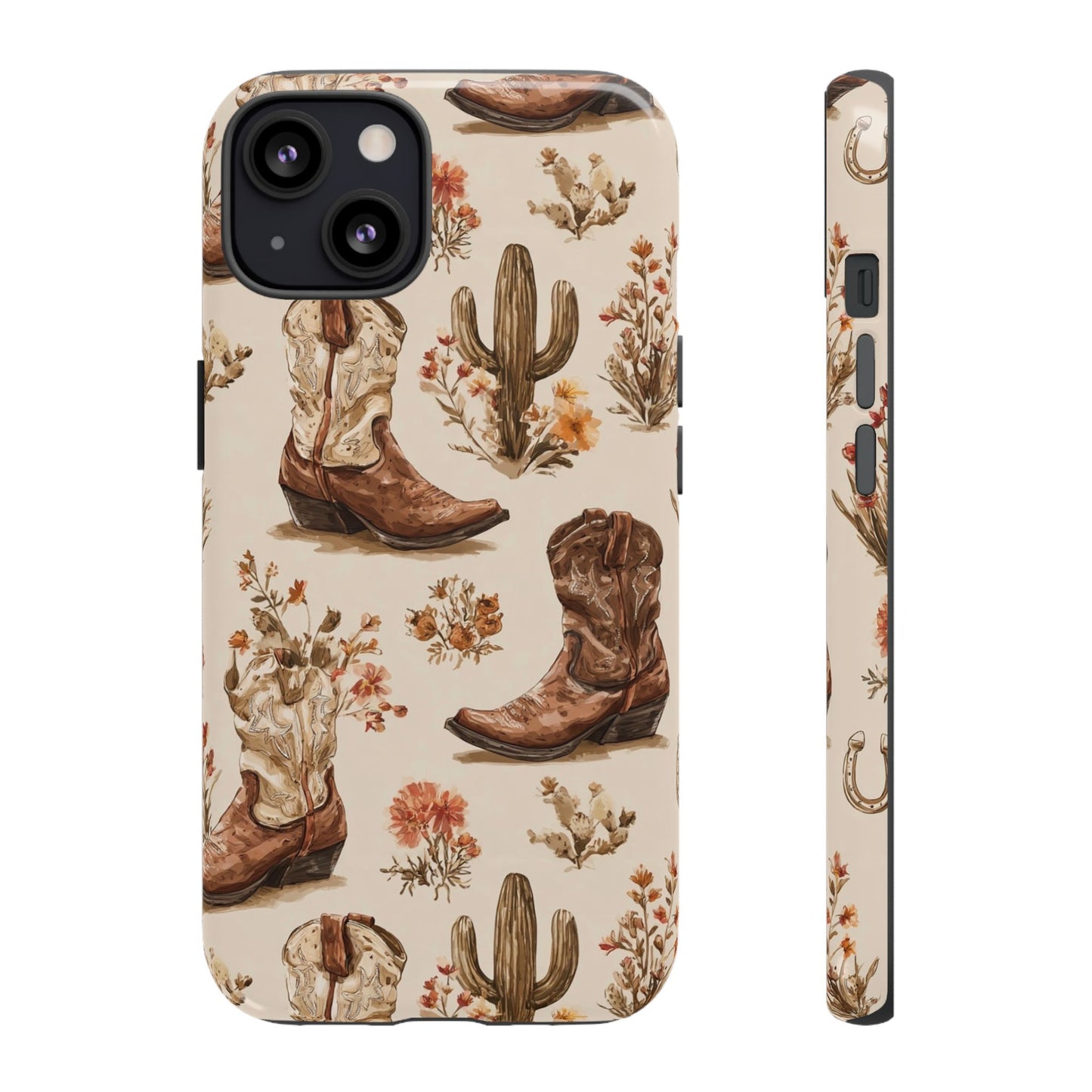 Cowboy Boots Western Phone Case Rustic Cowgirl Cactus Floral iPhone Samsung Pixel