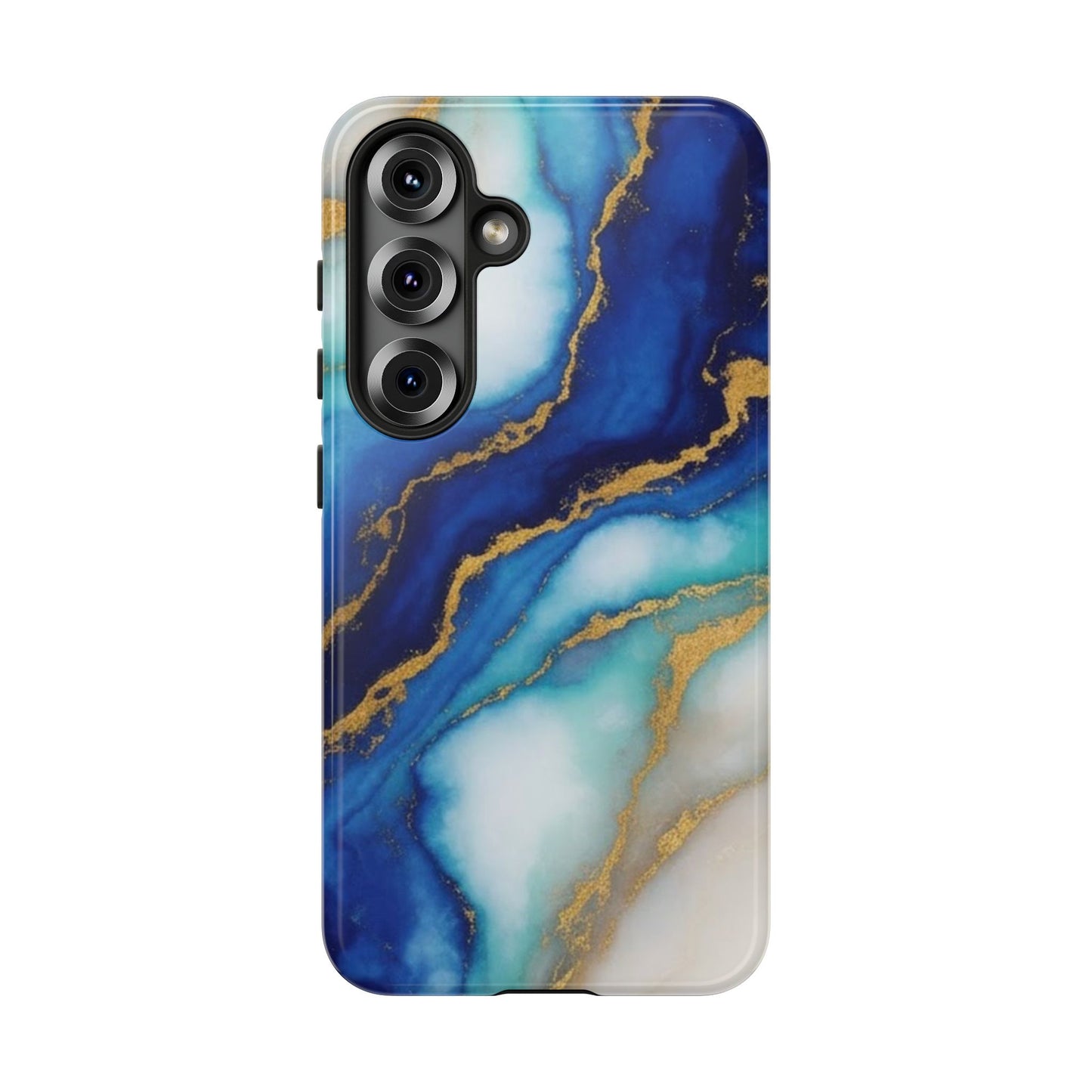 Blue & Gold Marble Phone Case – Luxury Resin Art Tough Case (iPhone, Samsung, Pixel)
