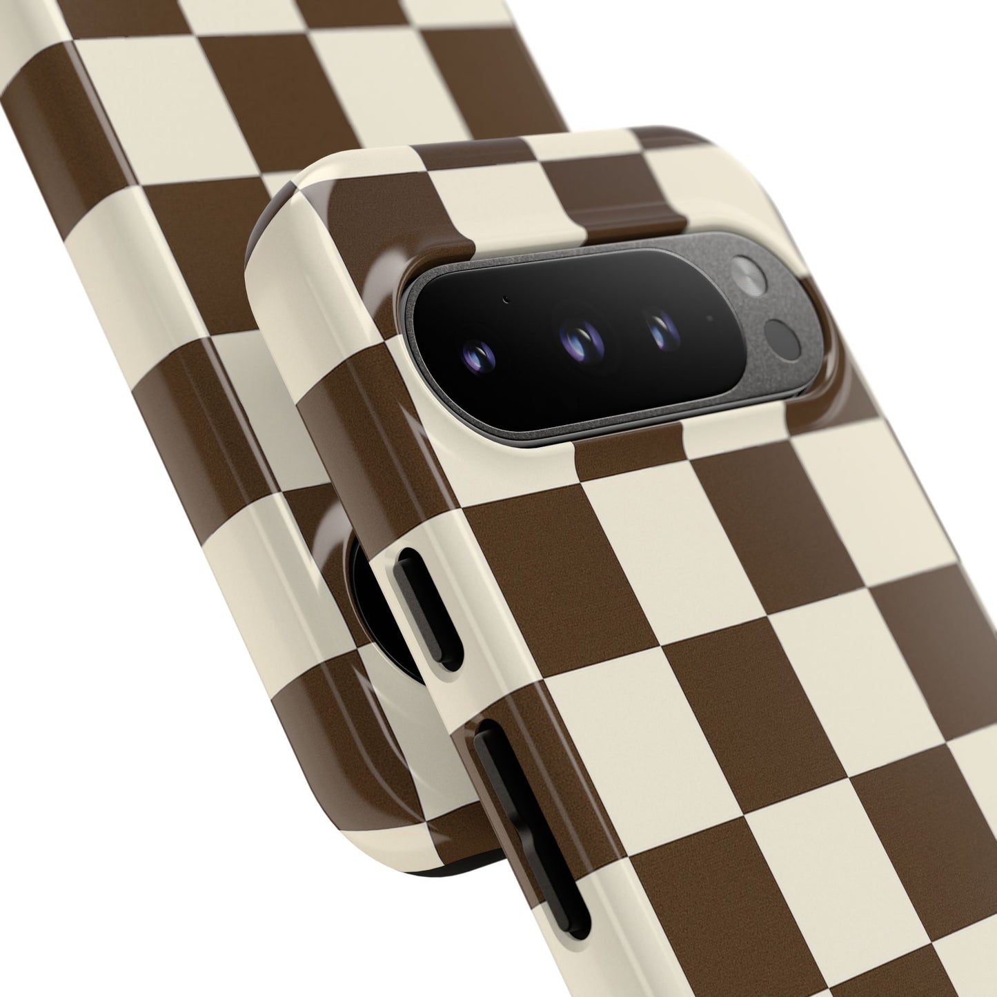 Mocha Checkerboard Phone Case | Neutral Aesthetic Tough Case
