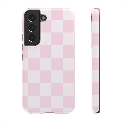 Light Pink Checkerboard Phone Case | Pastel Aesthetic Checkered iPhone & Samsung Tough Case