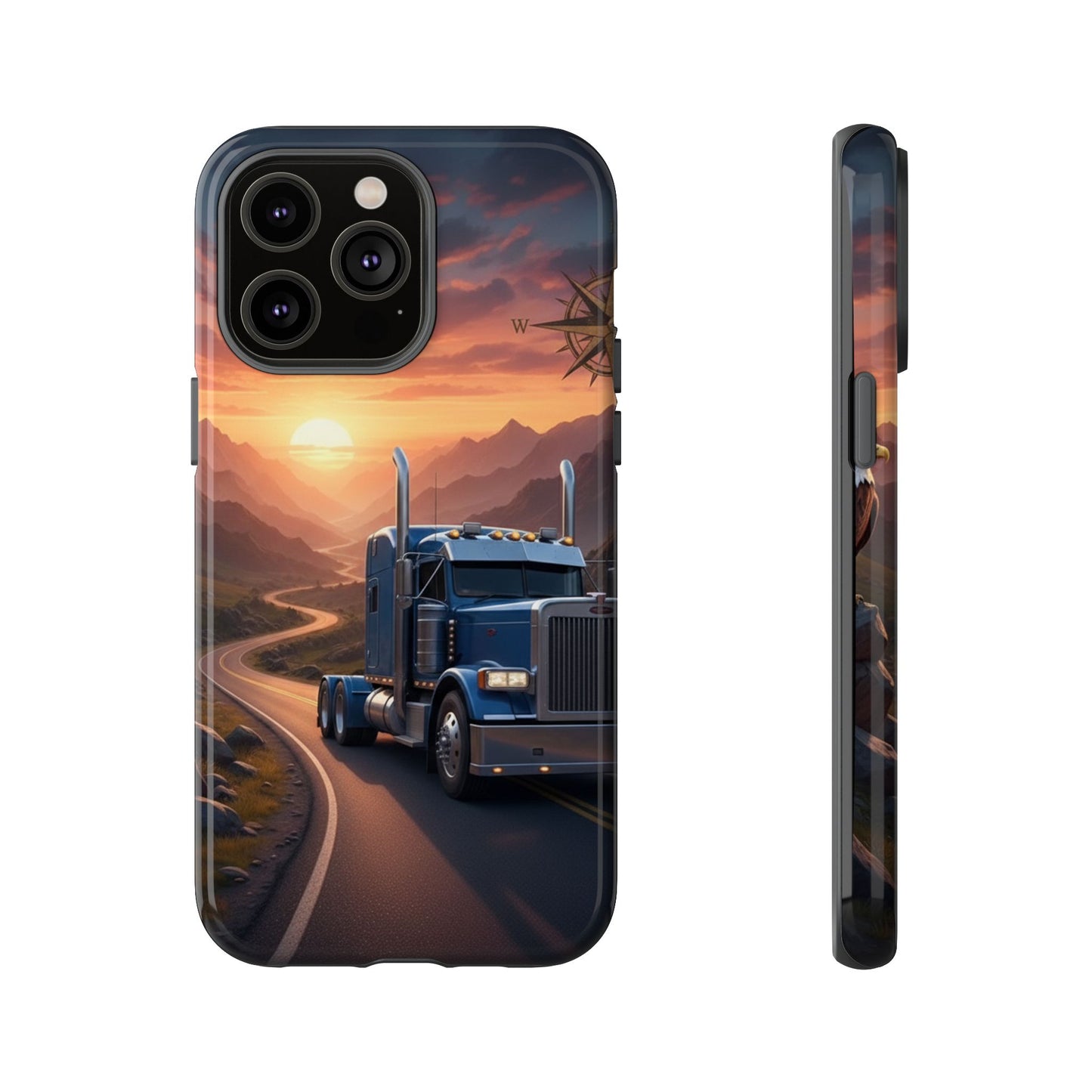 Semi Truck Sunset Phone Case | Trucker Gift | Diesel Truck Highway Road iPhone & Samsung Tough Protective Case