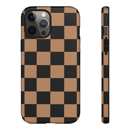 Brown Checkerboard Phone Case | Aesthetic Tough Protective Case