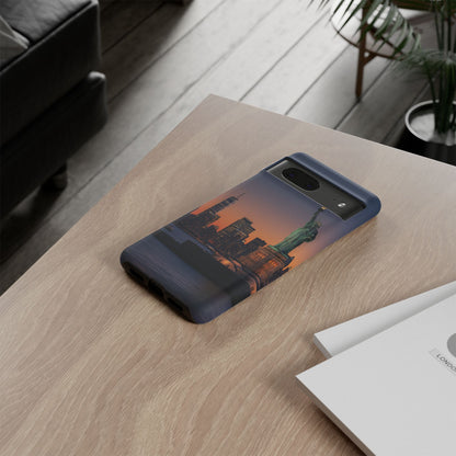Statue of Liberty Sunset Phone Case – New York City Skyline Travel Aesthetic Tough Case