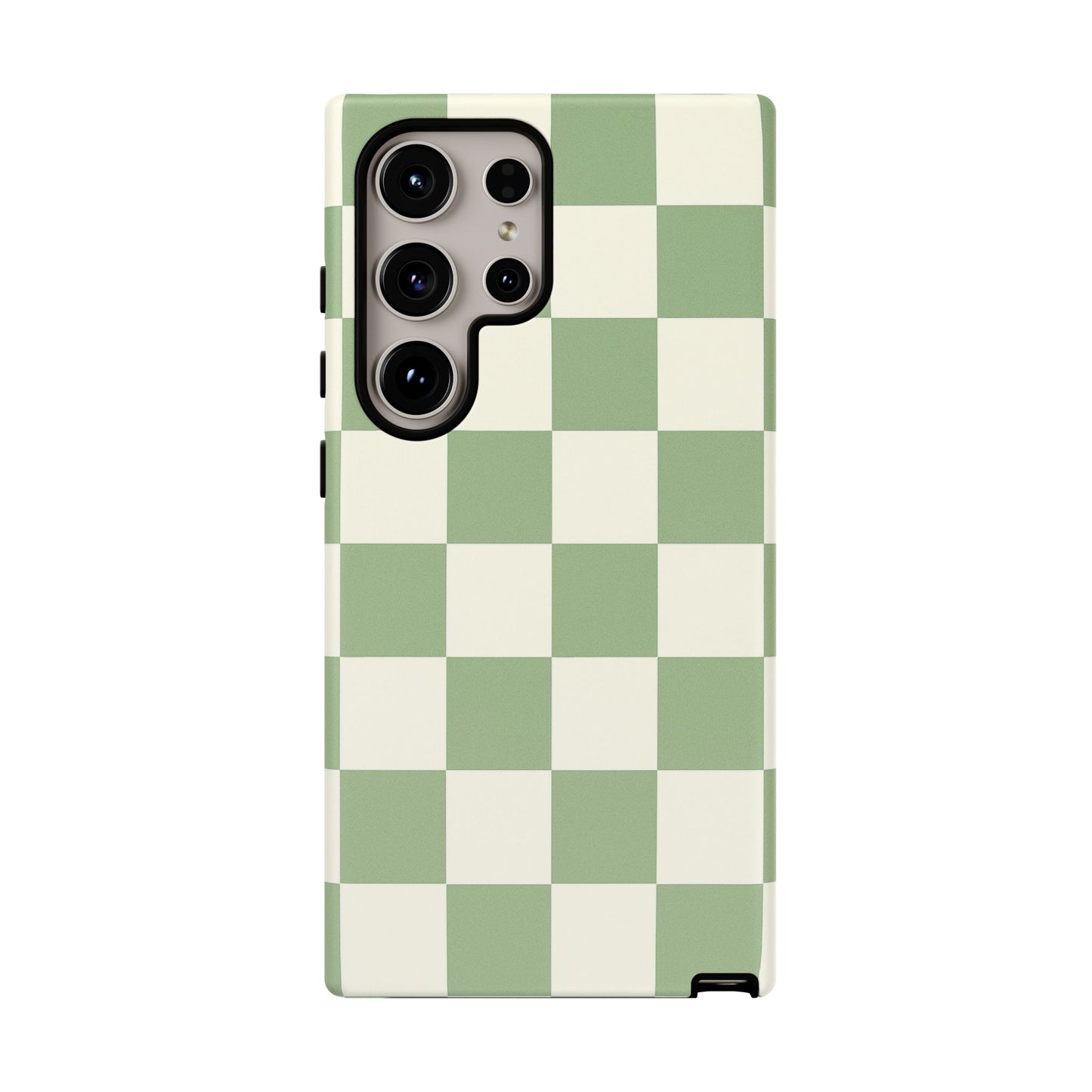 Sage Green Checkerboard Phone Case | Minimal Aesthetic Checkered iPhone & Samsung Tough Case