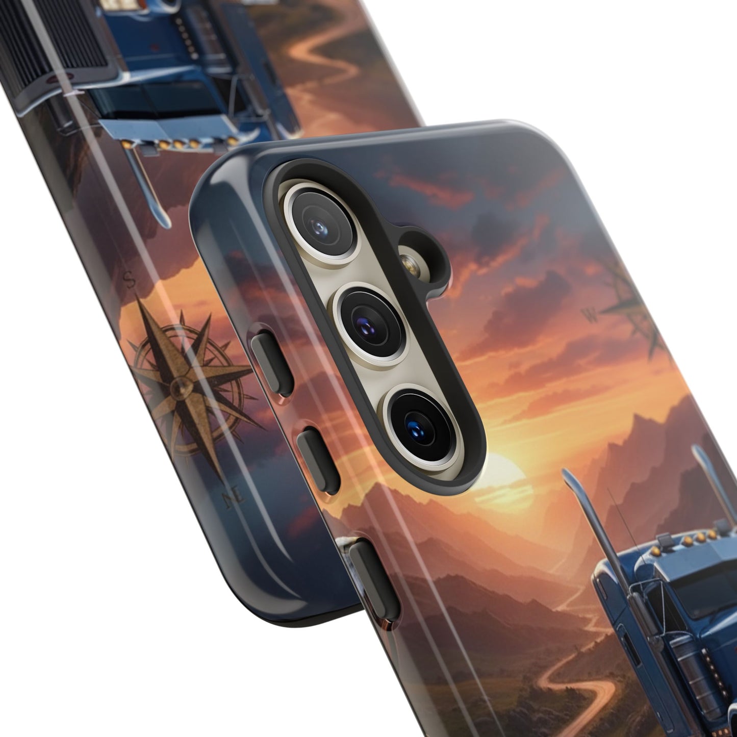 Semi Truck Sunset Phone Case | Trucker Gift | Diesel Truck Highway Road iPhone & Samsung Tough Protective Case