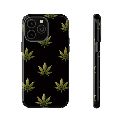 Cannabis Leaf Phone Case Green Weed Leaf Pattern Tough Protective Cover