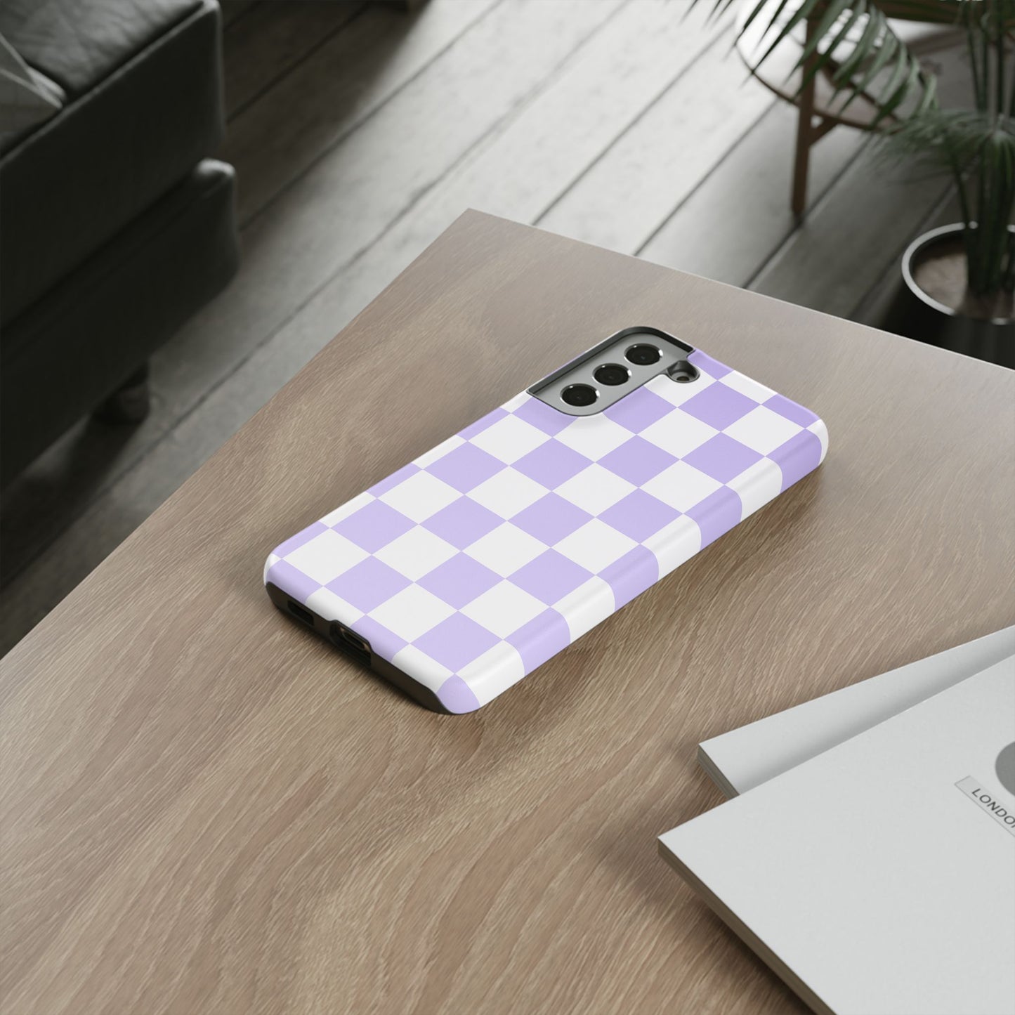Lavender Checkerboard Phone Case | Pastel Aesthetic Tough Case