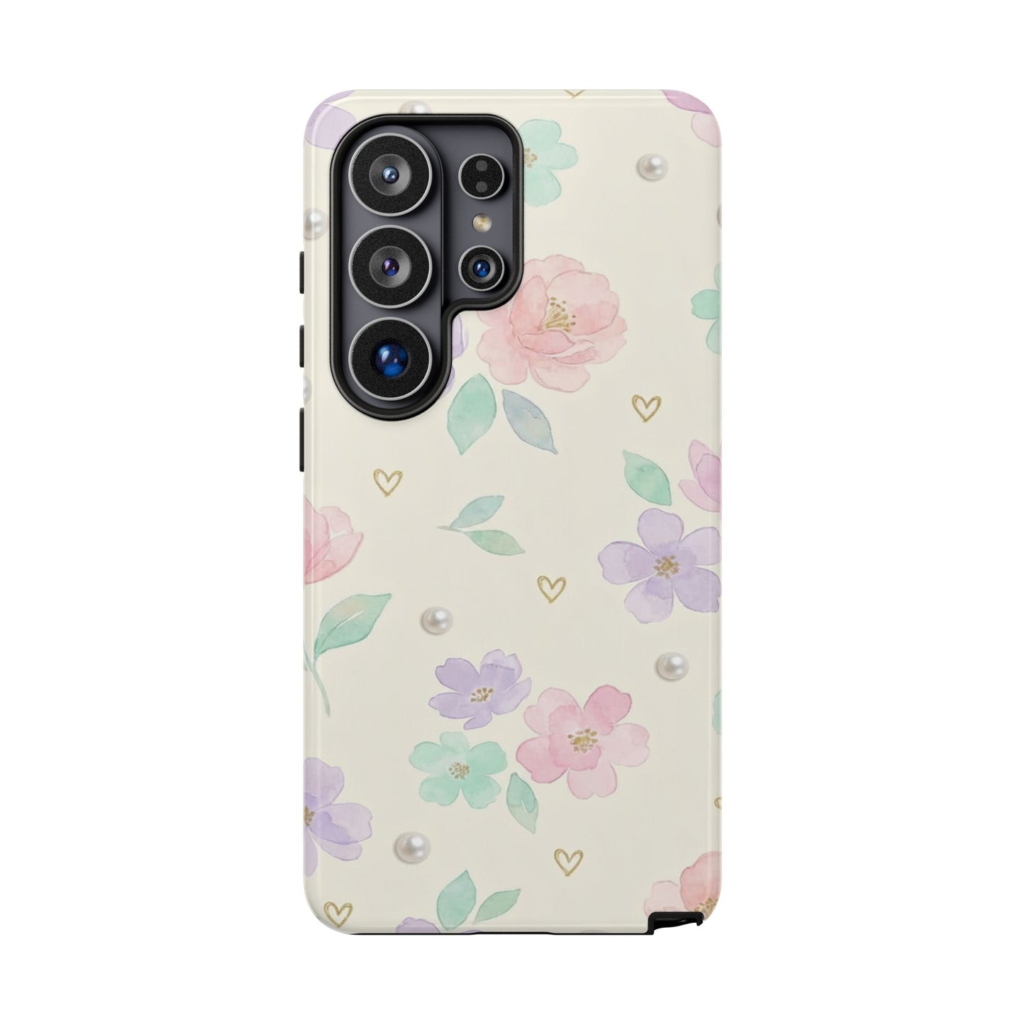 Pastel Floral Phone Case – Coquette Watercolor Flower Hearts Tough Case (iPhone, Samsung, Pixel)