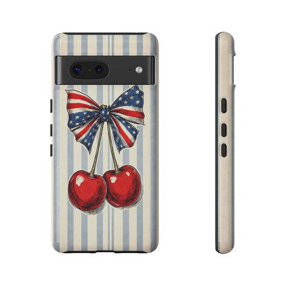 Patriotic Cherry Phone Case Americana Coquette Aesthetic iPhone Samsung