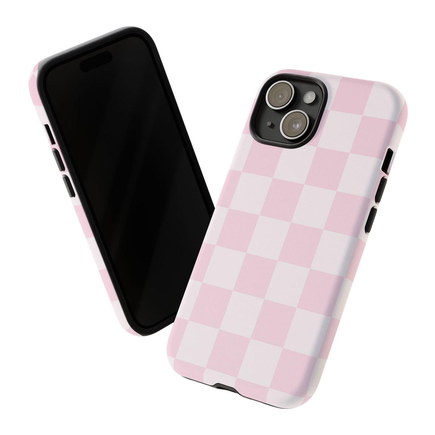Light Pink Checkerboard Phone Case | Pastel Aesthetic Checkered iPhone & Samsung Tough Case
