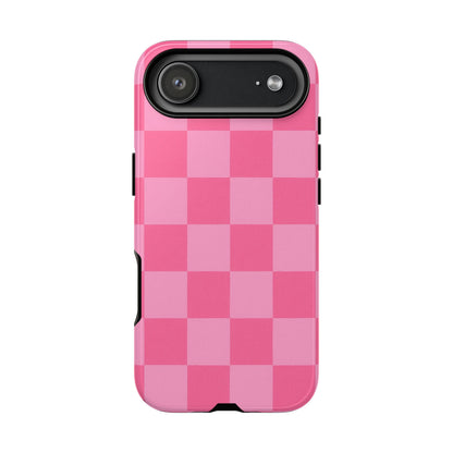Pink Checkerboard Phone Case | Cute Aesthetic Checkered iPhone & Samsung Tough Case