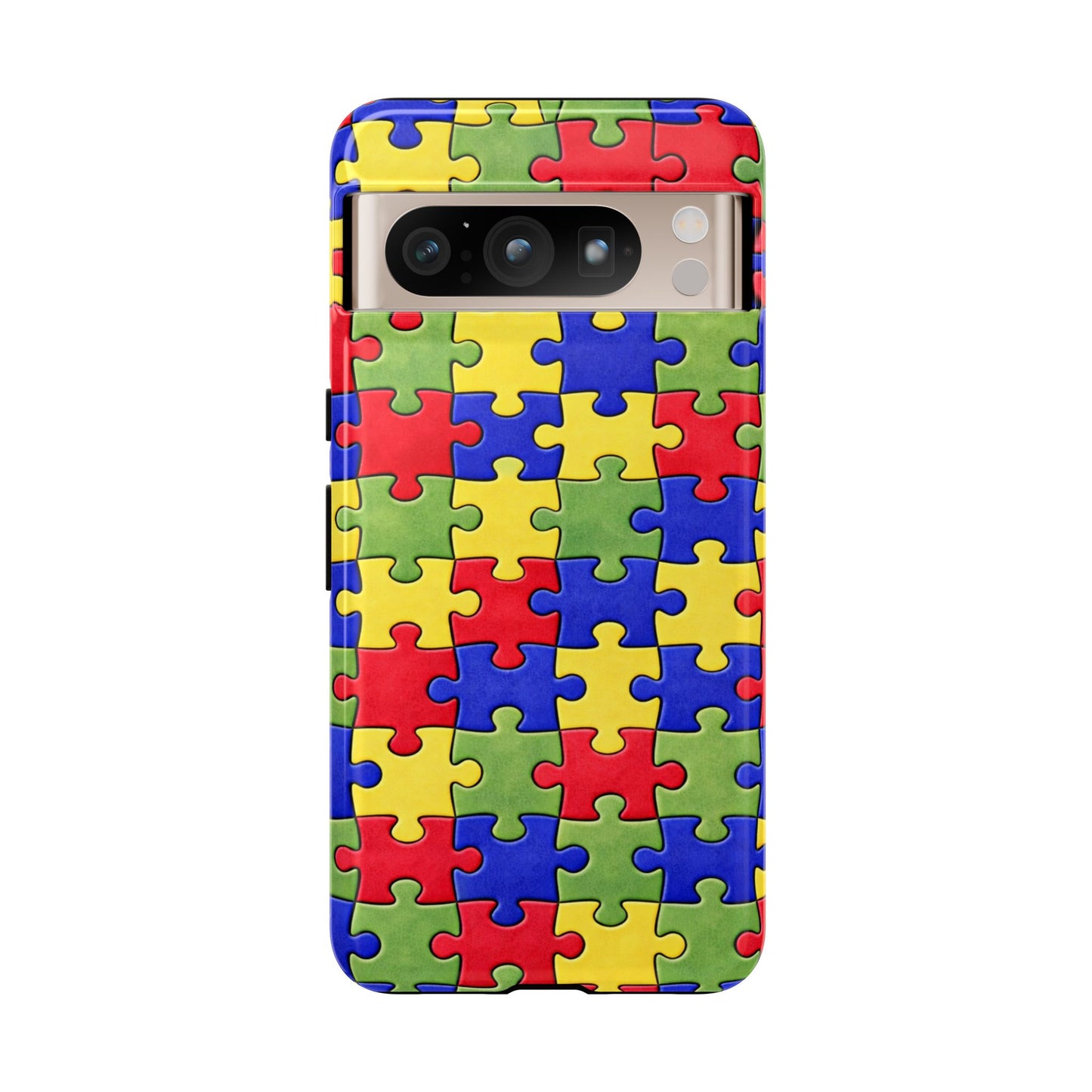 Colorful Puzzle Phone Case, Autism Awareness Jigsaw Design, Tough Protective Case, iPhone & Samsung Case, Vibrant Puzzle Pattern