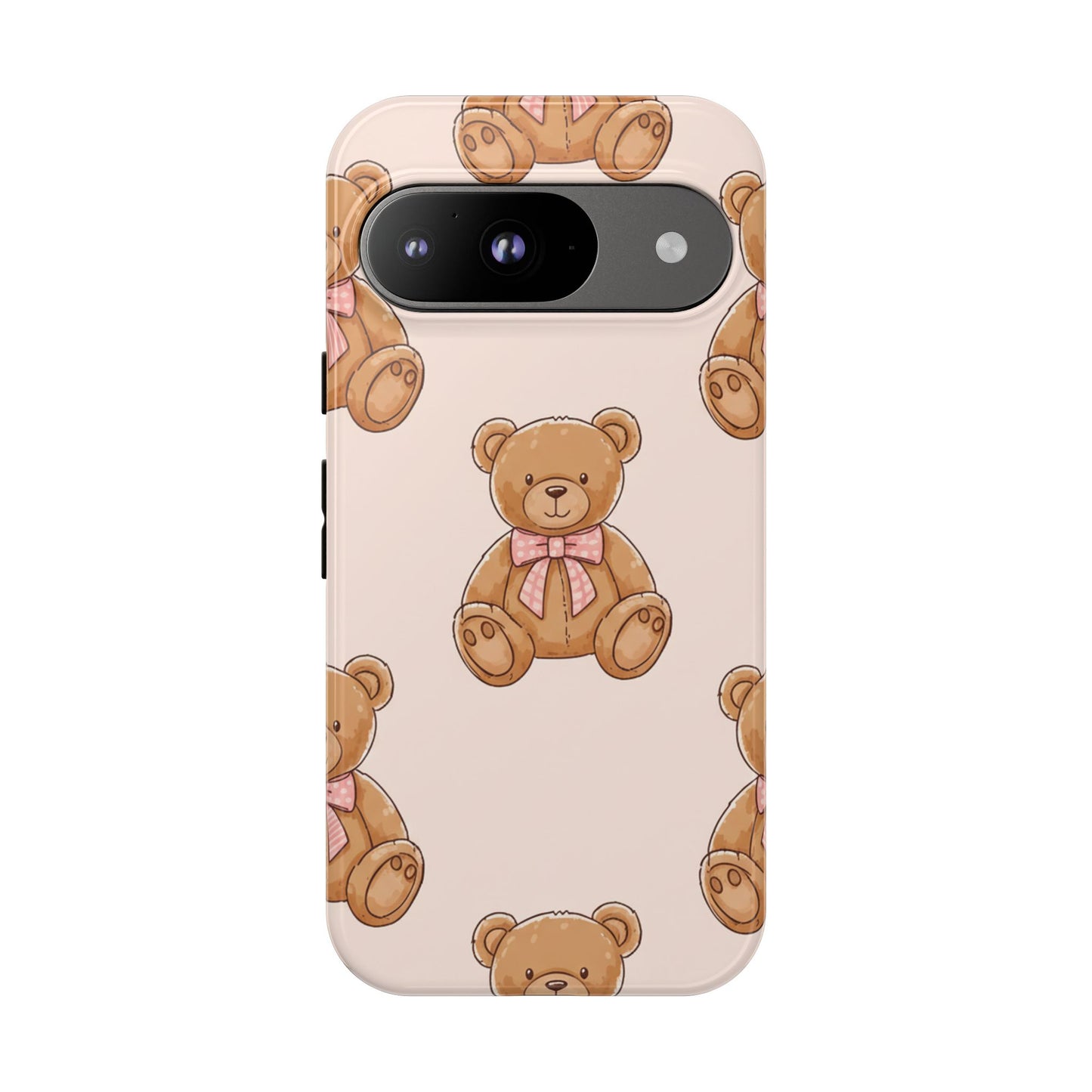 Teddy Bear Phone Case | Cute Coquette Aesthetic Pink Bear Pattern Case | Kawaii Soft Girl iPhone & Samsung Tough Protective Case