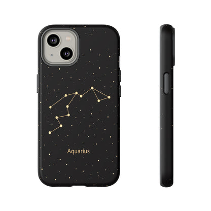 Aquarius Zodiac Constellation Phone Case – Luxe Gold Celestial Cover