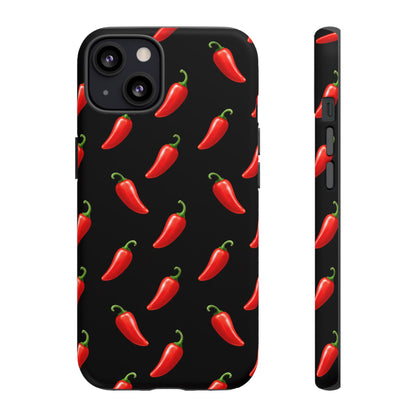Spicy Chili Pepper Phone Case – Black Cute Hot Pepper Tough Cover for Iphone, Samsung Galaxy and Pixel