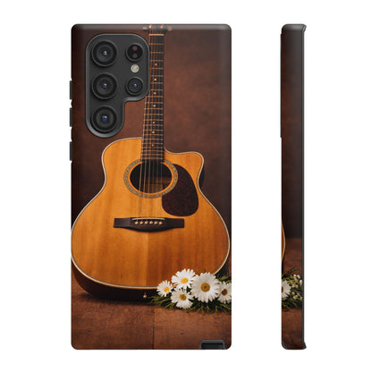 Acoustic Guitar Daisy Phone Case | Rustic Music Lover Tough Cover