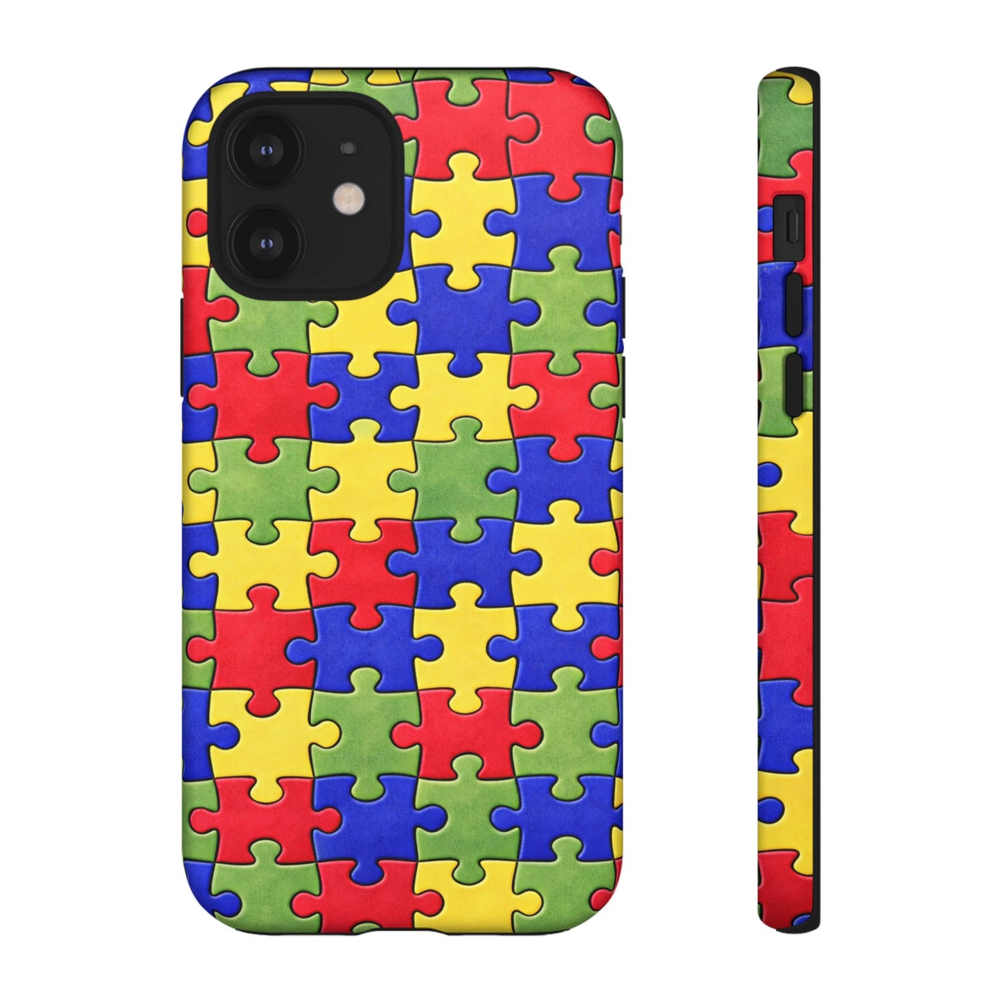 Colorful Puzzle Phone Case, Autism Awareness Jigsaw Design, Tough Protective Case, iPhone & Samsung Case, Vibrant Puzzle Pattern