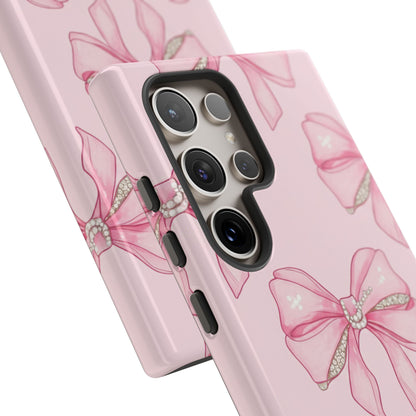 Pink Bow Pattern Phone Case | Coquette Aesthetic Tough Protective Case