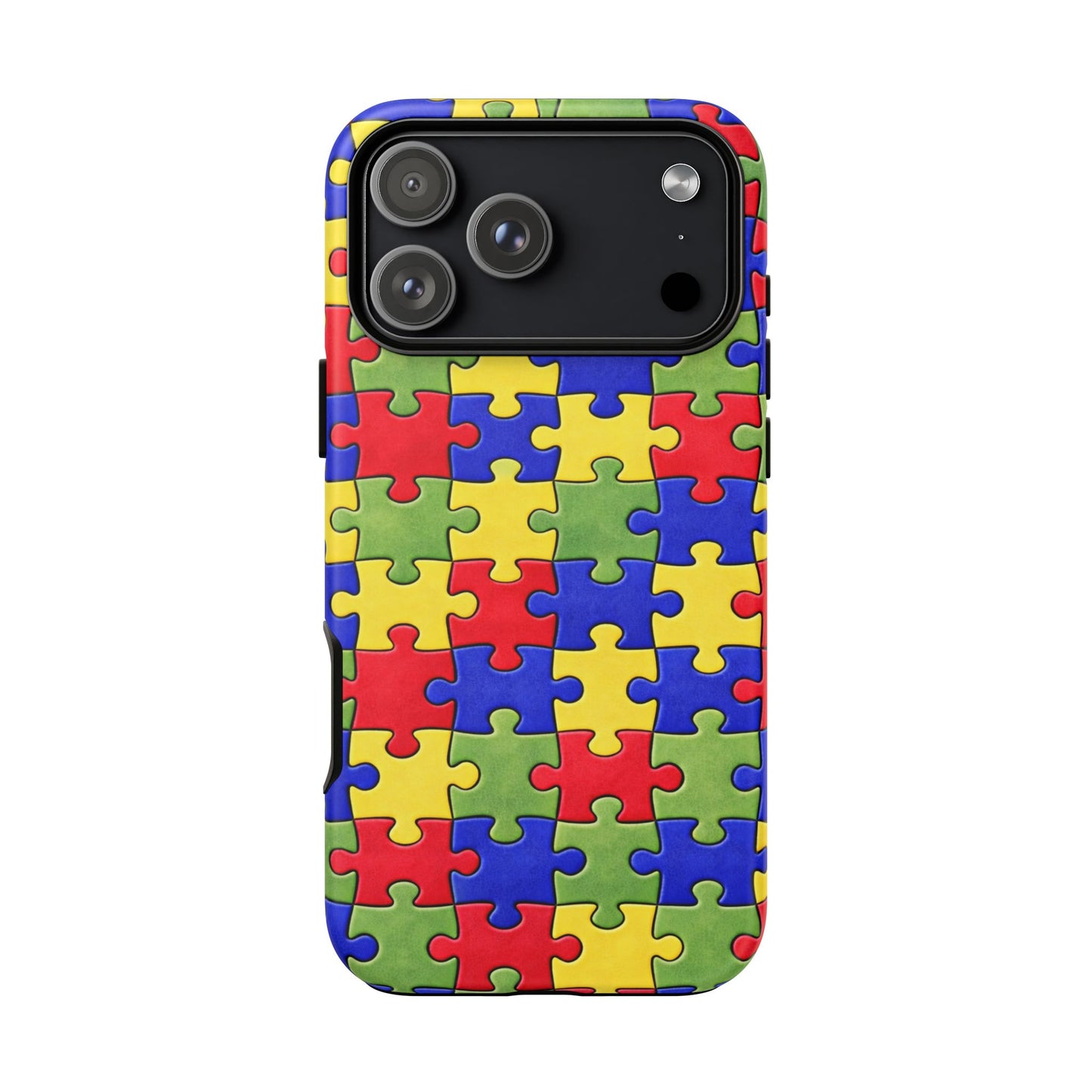 Colorful Puzzle Phone Case, Autism Awareness Jigsaw Design, Tough Protective Case, iPhone & Samsung Case, Vibrant Puzzle Pattern
