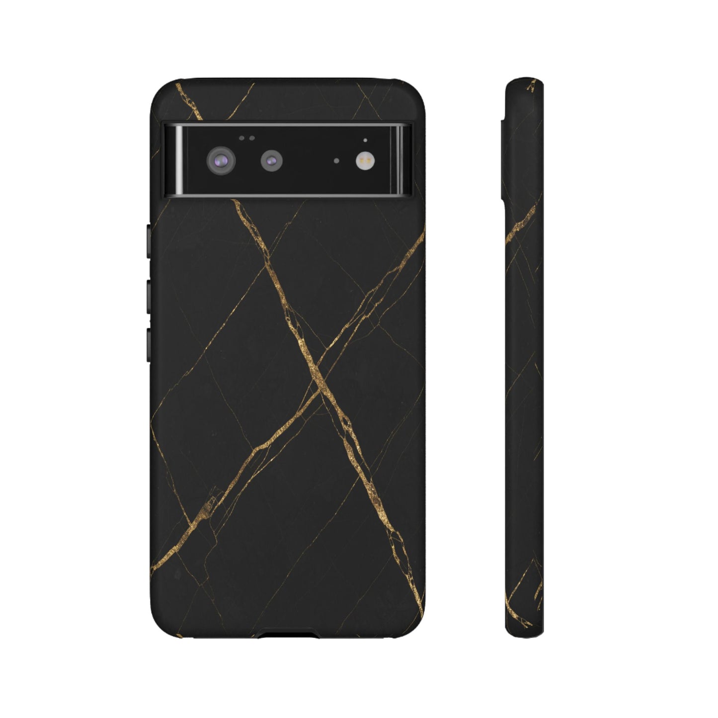 Black Marble Phone Case with Gold Veins | Minimal Luxury Tough Case