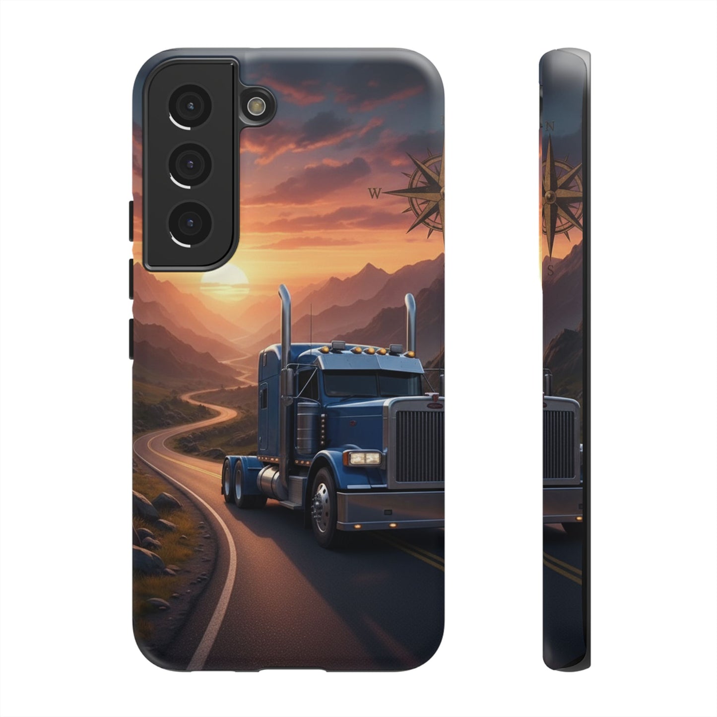 Semi Truck Sunset Phone Case | Trucker Gift | Diesel Truck Highway Road iPhone & Samsung Tough Protective Case