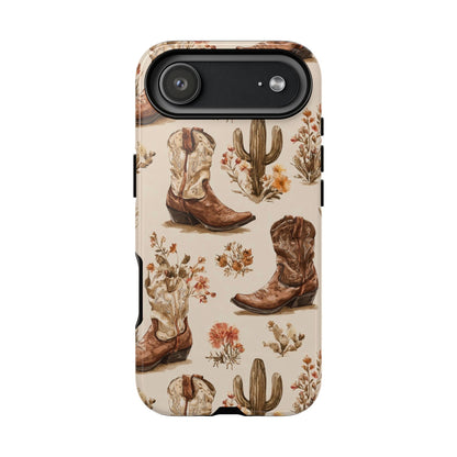 Cowboy Boots Western Phone Case Rustic Cowgirl Cactus Floral iPhone Samsung Pixel