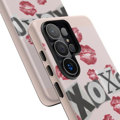 XOXO Kiss Print Phone Case | Coquette Valentine Aesthetic | Cute Pink Lipstick Kiss Tough Case for iPhone & Samsung
