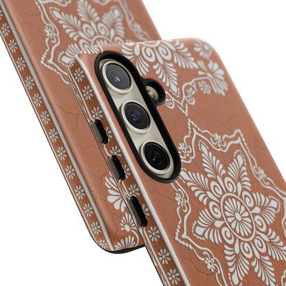 Talavera Terracotta Phone Case | Mexican Floral Pattern iPhone & Samsung Tough Case | Boho Clay Aesthetic Cover