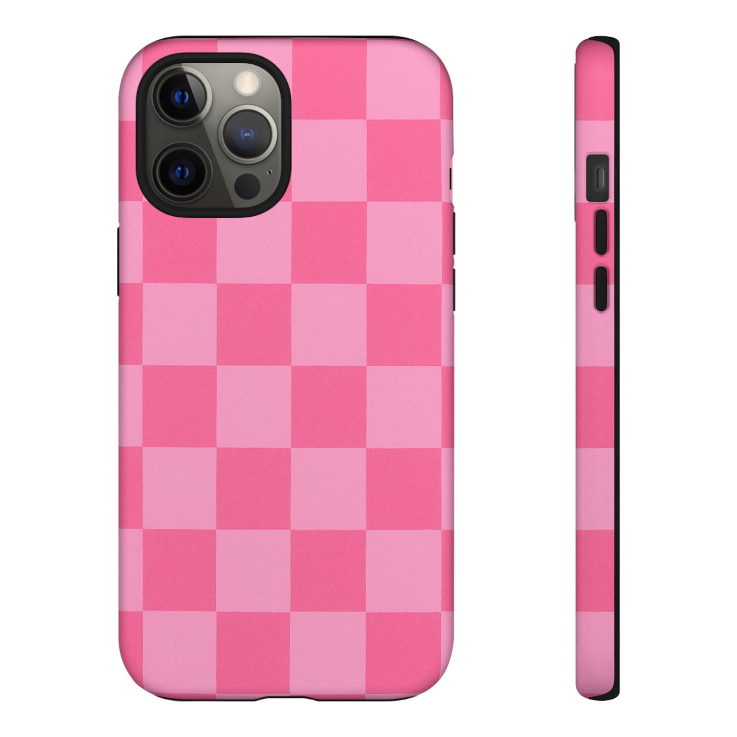 Pink Checkerboard Phone Case | Cute Aesthetic Checkered iPhone & Samsung Tough Case