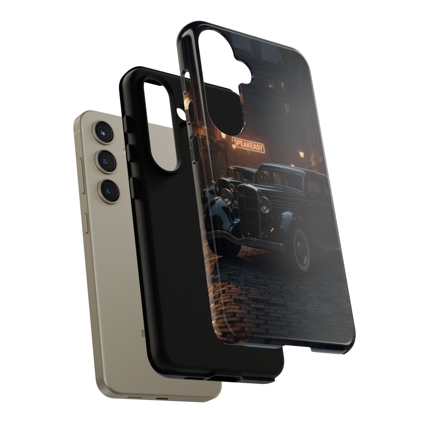 Vintage Classic Car Phone Case | Retro Noir Aesthetic | 1930s Street Scene Tough Case for iPhone & Samsung