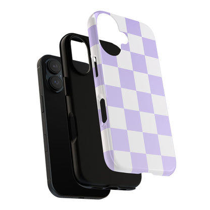 Lavender Checkerboard Phone Case | Pastel Aesthetic Checkered iPhone & Samsung Tough Case