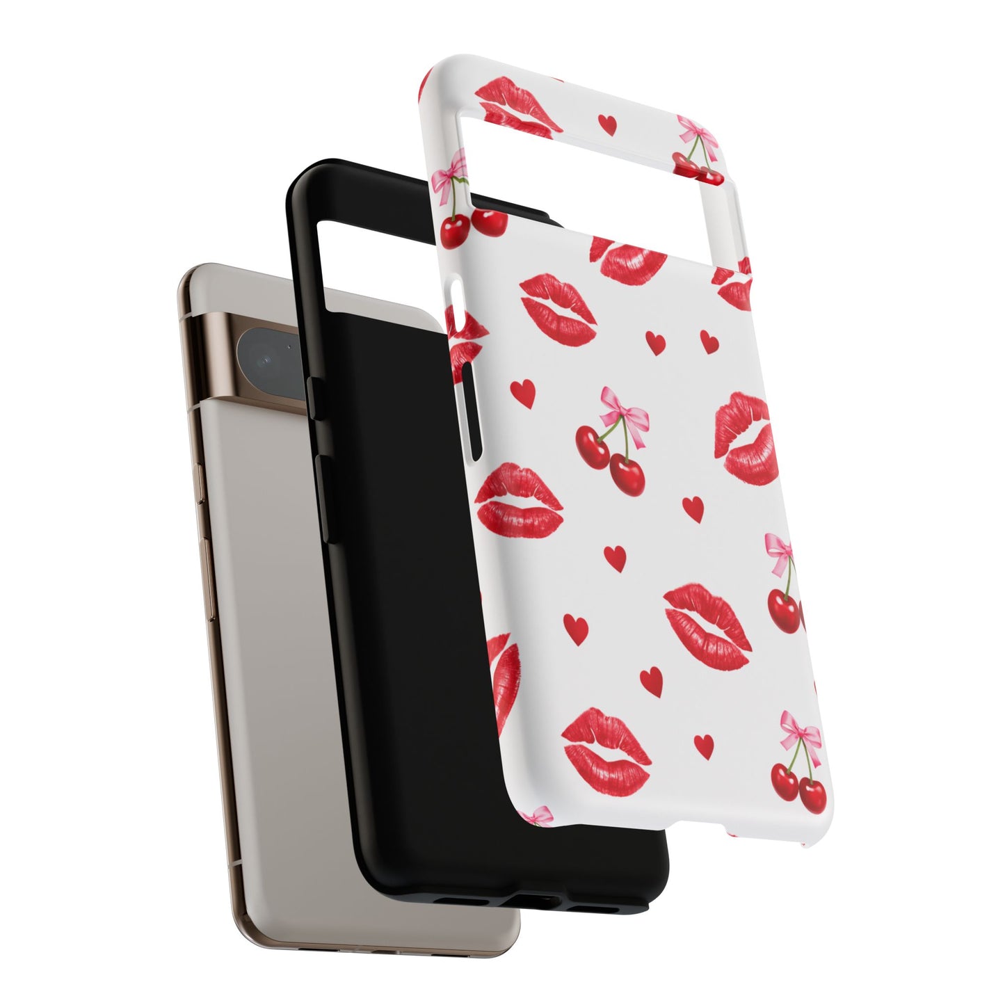 Red Lips & Cherry Phone Case – Y2K Retro Aesthetic Tough Cover