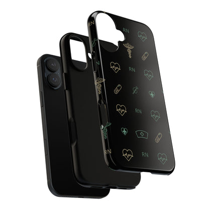 RN Nurse Phone Case – Minimal Medical Icon Pattern Healthcare Worker Tough Case