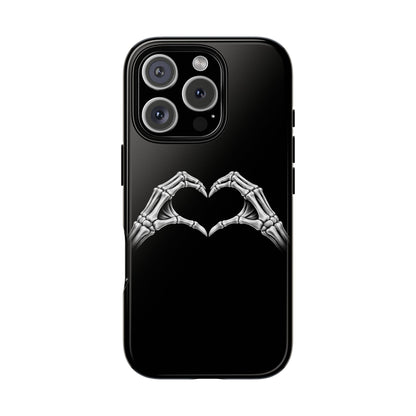 Skeleton Hands Heart Phone Case | Gothic Black Protective Cover